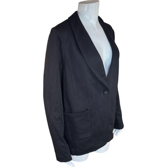 Susan Graver Weekend Washed French Terry Blazer Black Large Business Career NWOT - Picture 7 of 14